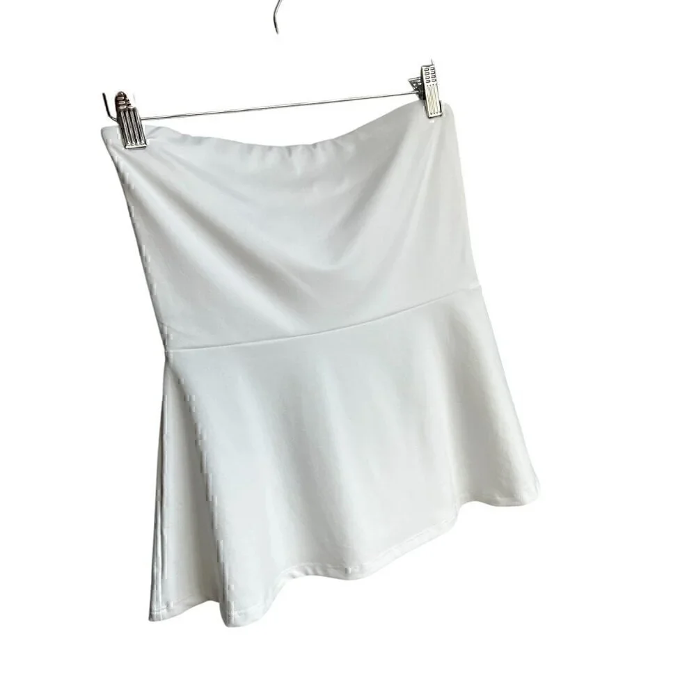 White Susan Monaco Womens Strapless Tube Top Flare Top S